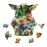 Trefl Star Wars The Mandalorian Wood Craft 500+5 Piece Jigsaw Puzzle The Mysterious Grogu Irregular Shapes, 50 Special Puzzles, Modern Premium Puzzle, for Adults and Children from 12 Years Old Trefl