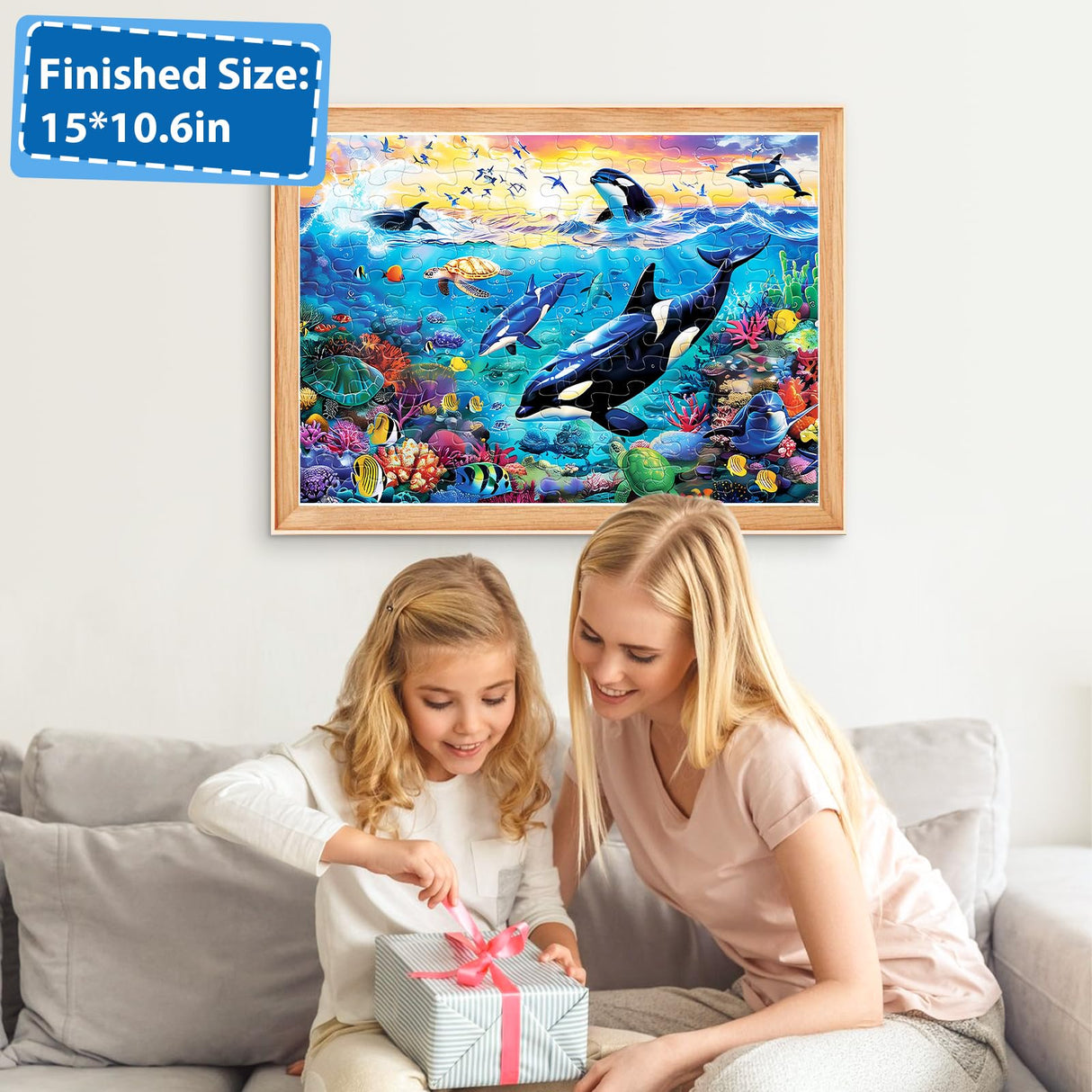 100 Piece Puzzles for Kids Ages 6-8 8-10 - Killer Whales Orca - 100 Piece Jigsaw Puzzle for Senior Ocean Jigsaw Puzzle for Toddler Children Learning Educational Puzzles Toys for Boys and Girls Jeacirio