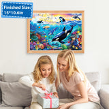 100 Piece Puzzles for Kids Ages 6-8 8-10 - Killer Whales Orca - 100 Piece Jigsaw Puzzle for Senior Ocean Jigsaw Puzzle for Toddler Children Learning Educational Puzzles Toys for Boys and Girls Jeacirio