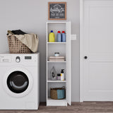 Prepac Elite 16" Slim Storage Cabinet - Stylish White Bathroom and Pantry Organizer with Adjustable Shelves Prepac