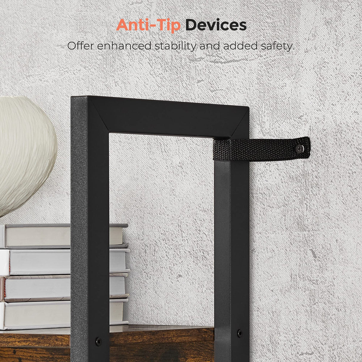 VASAGLE Industrial 5-Tier Bookcase with 14 Shelves in Rustic Brown and Black VASAGLE