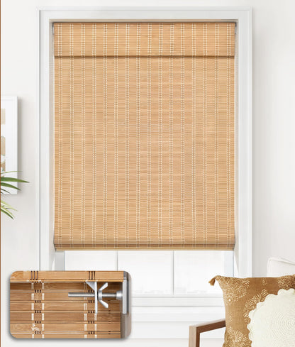 LazBlinds Cordless Bamboo Roman Shades – Light Filtering Window Treatment, 20'' W x 64'' H, Brown