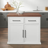 Crosley Furniture Bartlett Kitchen Island with Wood Top, White/Walnut Crosley Furniture
