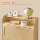 HOOBRO Rattan Shoe Storage Cabinet, Shoe Cabinet Storage for Entryway, Shoe Organizer with 2 Flip Drawers, Narrow Shoe Cabinet with Adjustable Shelves for Hallway, Living Room, Natural NN80SC01 HOOBRO