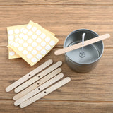 MILIVIXAY 3.5" Candle Wick Bundle: 100PCS Candle Wicks, 100PCS Candle Wick Stickers and 6PCS Wooden Candle Wick Holders - Wicks Coated with Paraffin Wax, Cotton Wicks Kits for Candle Making. MILIVIXAY