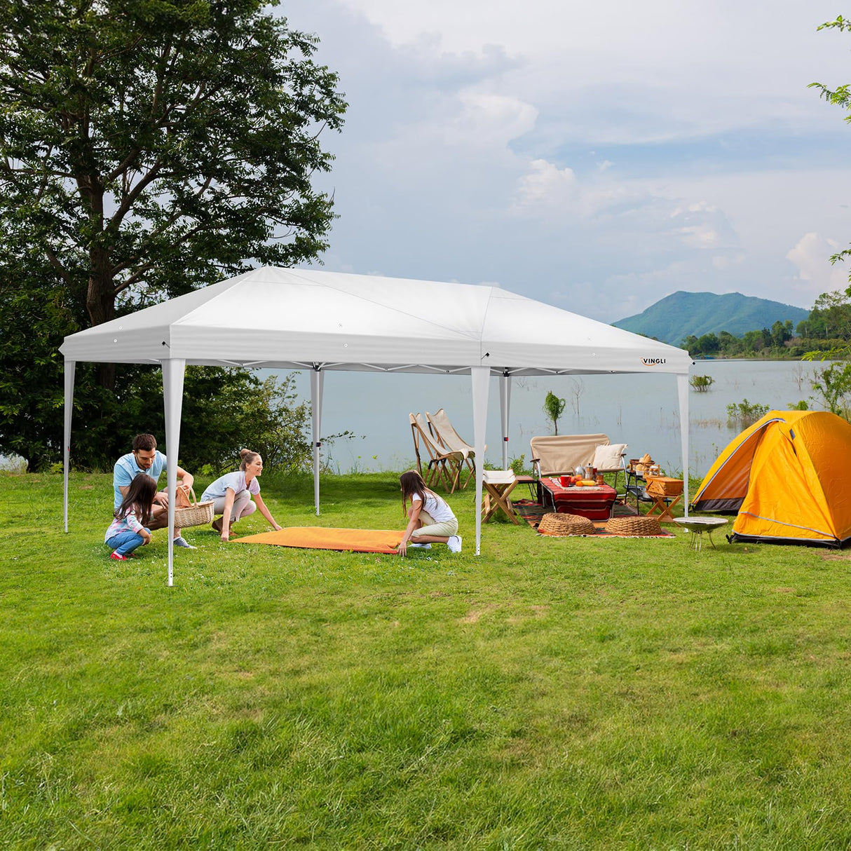 VINGLI 10x20 ft Pop Up Canopy Tent with 6 Sidewalls, Canopy 10x20 with Carry Bag, Outdoor Gazebo Canopy Tent Camping Tent, Patio Event Tent Outdoor Canopy Commercial Canopy(White) VINGLI