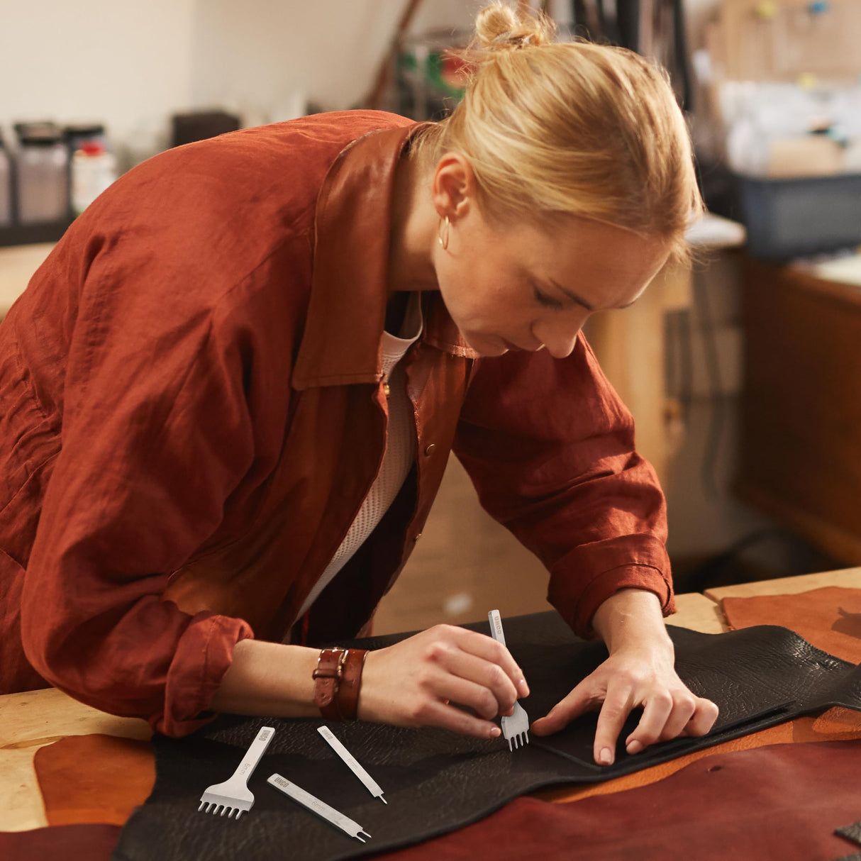 UNCO Leather Stitching Tool, 4 Pack, 3mm, 1/2/4/6 Prong, Chisel, Hole Punch UNCO