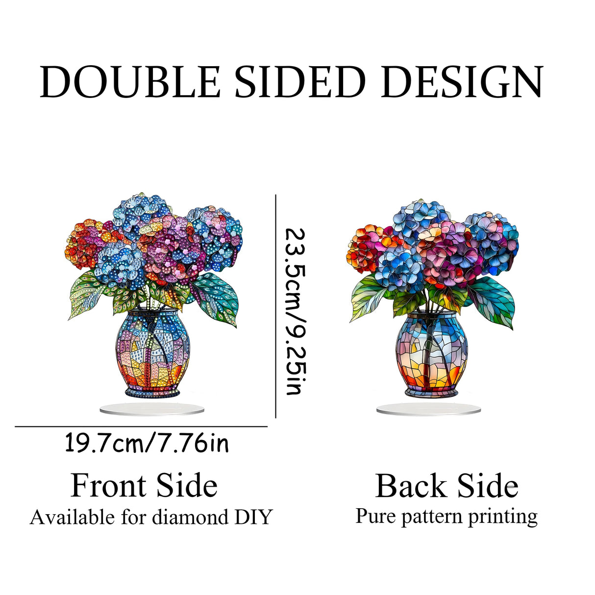 JJFox DIY Vase Tabletop Diamond Art Painting Kit，Special Shaped Rhinestone Desk Placement Ornament，Home Stand Up Gem Painting Craft Kit，Double Sided JJFox