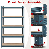 Yaheetech Storage Shelves 5 Tier Garage Shelving Adjustable Utility Rack Industrial Shelves for Warehouse Pantry, 35.5" L × 16″W × 71″H - Neptune Blue Yaheetech