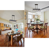 XIPUDA 5-Light Pendant Lights Fixture, Farmhouse Chandeliers for Dining Room, Rustic Island Lights for Kitchen, Rectangular Chandelier Rustic Farmhouse Light Fxiture XIPUDA