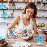 Cinnvoice 6 Pcs Ocean Animal Diamond Art Tabletop Decorations Sea Animal Centerpieces Octopus DIY Diamond Art Turtle Desktop Ornaments for Table Tabletop Decor Cinnvoice