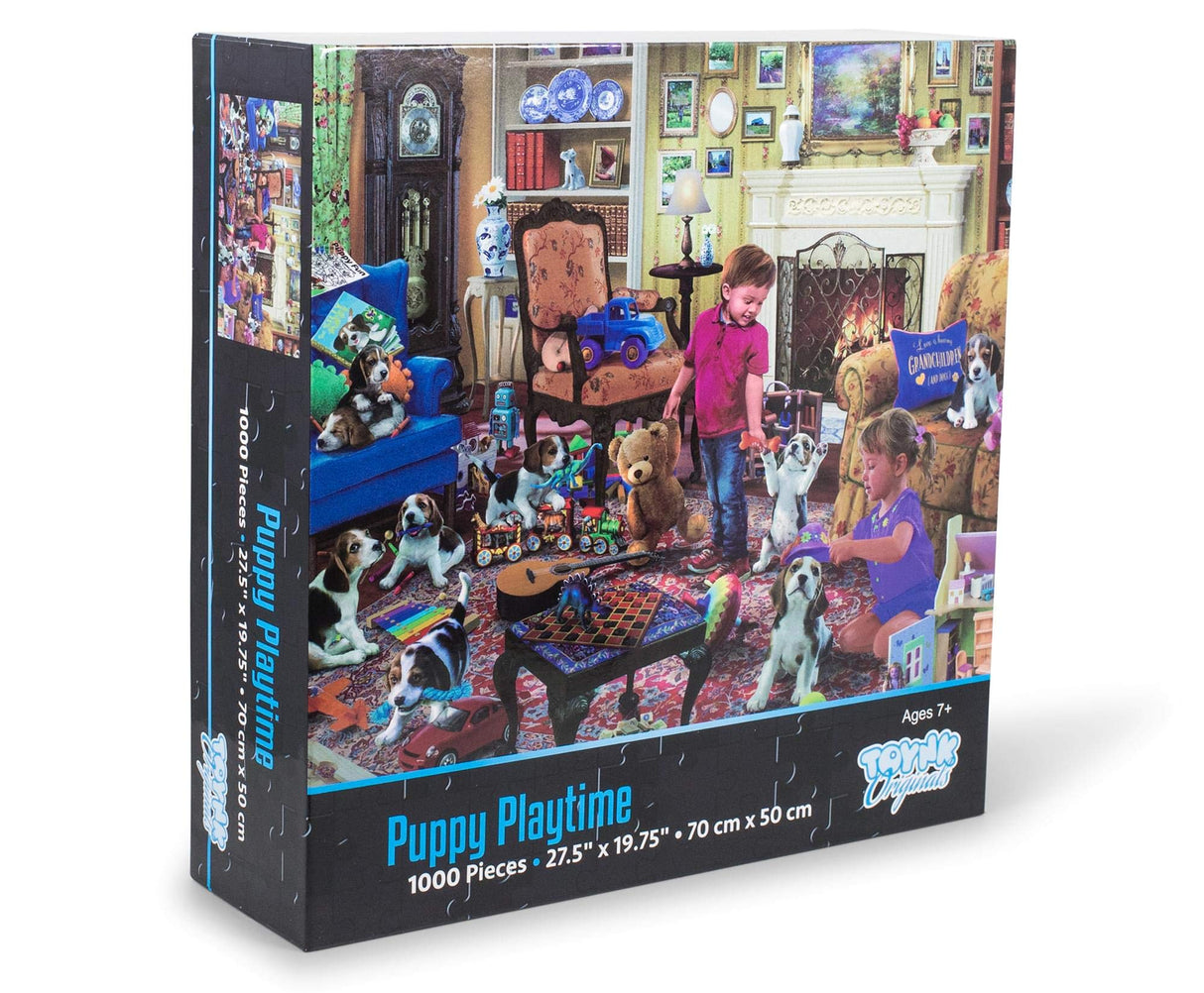 Puppy Playtime Dog Puzzle | 1000 Piece Jigsaw Puzzle for Adults and Kids | Challenging Interactive Brain Teaser for Family Game Night | 28 x 20 Inches Toynk