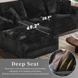 Modular Sectional Sofa Cloud Sectional Couch, 107" Comfy Fluffy L Shaped Black Couches for Living Room, Deep Seat Memory Foam Plush Corduroy Boneless Couch Sectionals with Left Facing Chaise Sofa HYJT-H&K