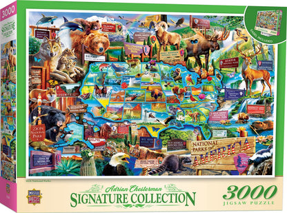 MasterPieces 3000 Piece Jigsaw Puzzle for Adults, Family, Or Kids - USA National Parks - 32"x45"