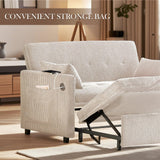 UXENAFANA Sofa Bed, Loveseat 3-in-1 Sleeper Sofa with Pull Out Bed, Pockets and USB, Modern 2 Seater Convertible Small Couch for Living Room Bedroom Apartment (Beige, Corduroy) UXENAFANA