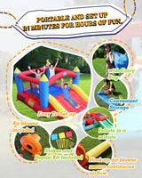 ACTION AIR [Updated Version] Bounce House, Inflatable Bouncer with Air Blower, Jumping Castle with Slide, Family Backyard Bouncy Castle, Durable Sewn with Extra Thick Material, Idea for Kids (C-9745) Action air