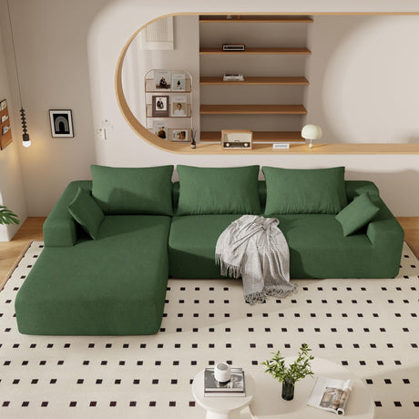 P PURLOVE Modern Sectional Sofas for Living Room, Modular L-Shape Couch, Upholstered Sleeper Sofa for Bedroom, Salon, 2 PC Free Combination, Green P PURLOVE