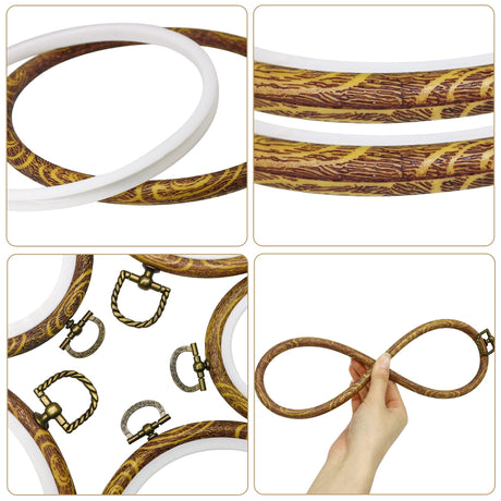 9'' Oval Embroidery Hoops - guofa 5PCS Decorative Cross Stitch Hoop Set, Imitated Wood Embroidery Frame Circle Hanging Arts Ornament (9in-5pcs) guofa