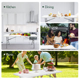 Lakhow Folding Table 6ft Plastic Folding Table Indoor & Outdoor for Picnic, Camping,BBQ and Party, with Powder Coated Steel Legs and Built in Carry Handle, White Lakhow