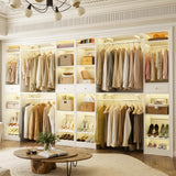 Unikito 10-15FT Closet Systems, Large Wood Walk in Closet Organizer with Hanging Rods and Drawers, Heavy Duty Closets Wardrobe with Shoe Rack, Sturdy Reversible Clothes Closet Kit, White, Set of 2 Unikito