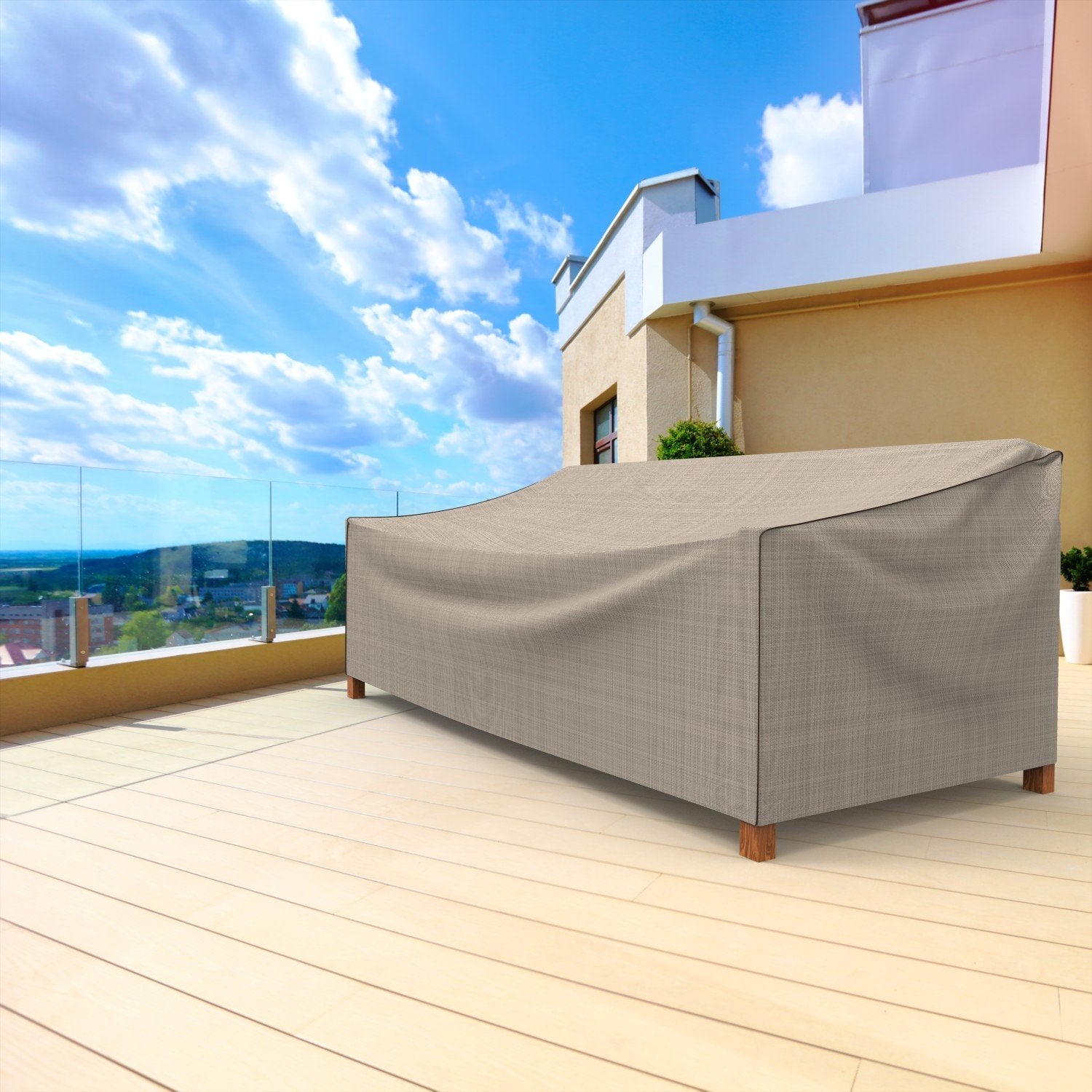 Budge P3W04PM1 English Garden Patio Sofa Cover Heavy Duty and Waterproof, Large, Two-Tone Tan - WoodArtSupply