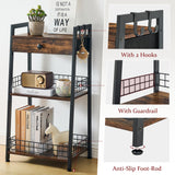 Gewudraw Rustic Brown 4-Tier Bathroom Ladder Shelf with Drawer - Multifunctional Freestanding Storage Solution Gewudraw