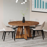 Tribesigns 47-Inch Round Conference Table for 4-6 People, Wooden Meeting Room Table with Thicken Tabletop and Wood Base (Walnut) Tribesigns