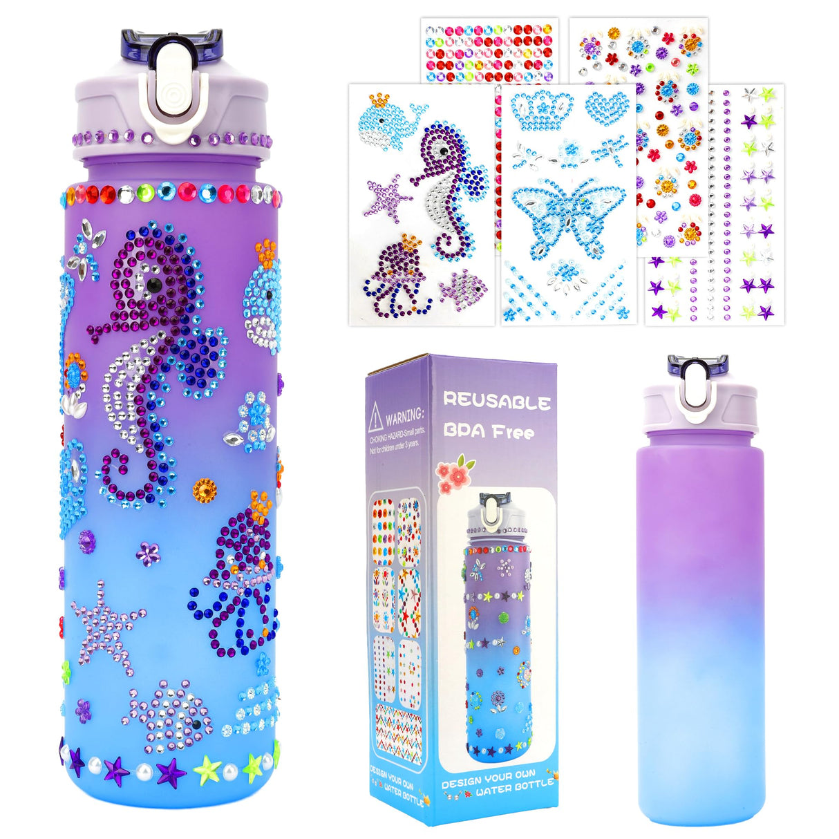 Christmas Gifts for Girls, Decorate Your Own Water Bottle Kits for Kids Age 4-5-6-8-10-12, Girl Birthday Gifts, Christmas Stocking Stuffers for Girls, Fun DIY Arts and Crafts Gift Toys for Girl Teen OZOSHINE
