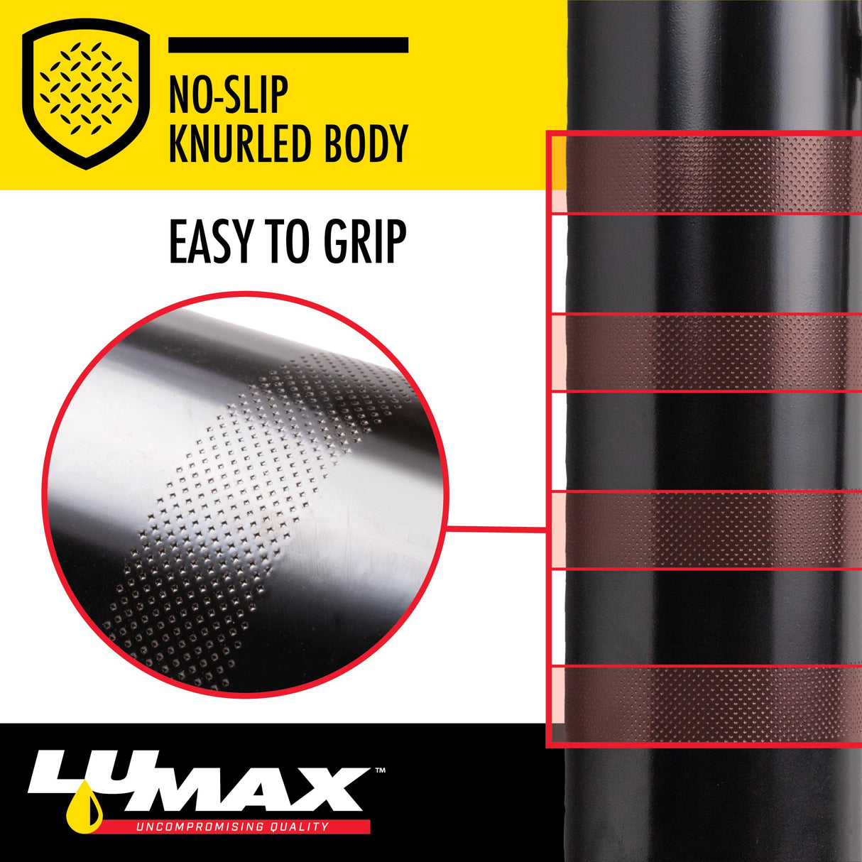 LUMAX LX-1152 Black Heavy Duty Deluxe Pistol Grease Gun with 18" Flex Hose, Handy 3-Way Loading - Fill with Standard Cartridge, Suction or Bulk Fill. Convenient One-Hand Operation for Easy Greasing. LUMAX
