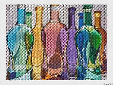 Wine Bottle Art Diamond Painting Kits for Adults, DIY 5D Diamond Painting Kits for Beginners, Round Full Drill Diamond Dots Paintings, Diamonds Pictures Gem Art for Crafts Home Decor 12"x16" PUAGEMTI