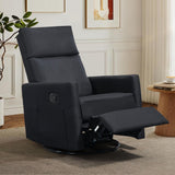 LONWIK Swivel Rocker Recliner Chairs Set of 2, Upholstered Fabric Nursery Rocking Glider Chair with Adjustable Backrest and Footrest, Lay Flat Recliner Single Lazy Sofa for Living Room(Black) LONWIK
