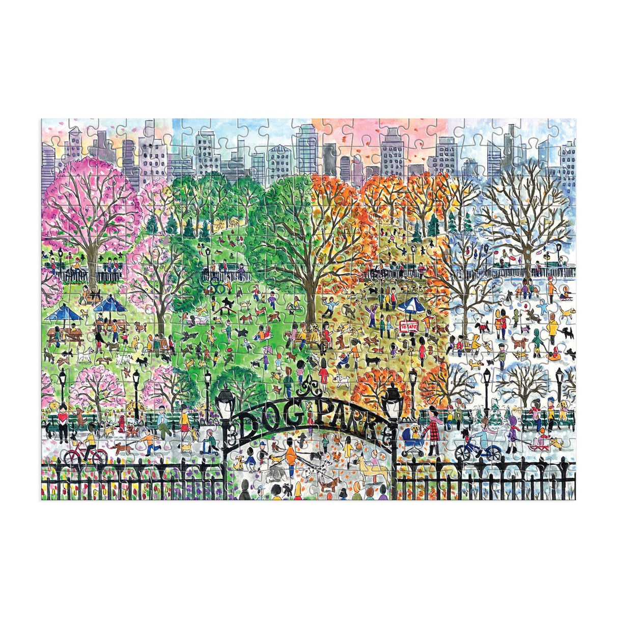 Galison Michael Storrings Dog Park in Four Seasons 1000 Piece Puzzle from Galison - Beautiful 1000 Piece Puzzle for Adults, Challenging and Fun, Thick and Sturdy Pieces, Great Gift Idea Galison