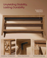 VASAGLE, Entryway Storage Bench, 2-Tier Shoe Rack, 11.8 x 39.4 x 18.9 Inches, Holds up to 600 lb, Farmhouse Style, for Living Room, Bedroom, Honey Brown ULSB153K41 VASAGLE