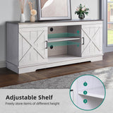 YITAHOME TV Stands for TV up to 65 Inch, Farmhouse Entertainment Center with Double Barn Doors & Storage Cabinets, Rustic TV Cabinet Media Console Table for Living Room, 59 Inches, Grey White/Espresso YITAHOME