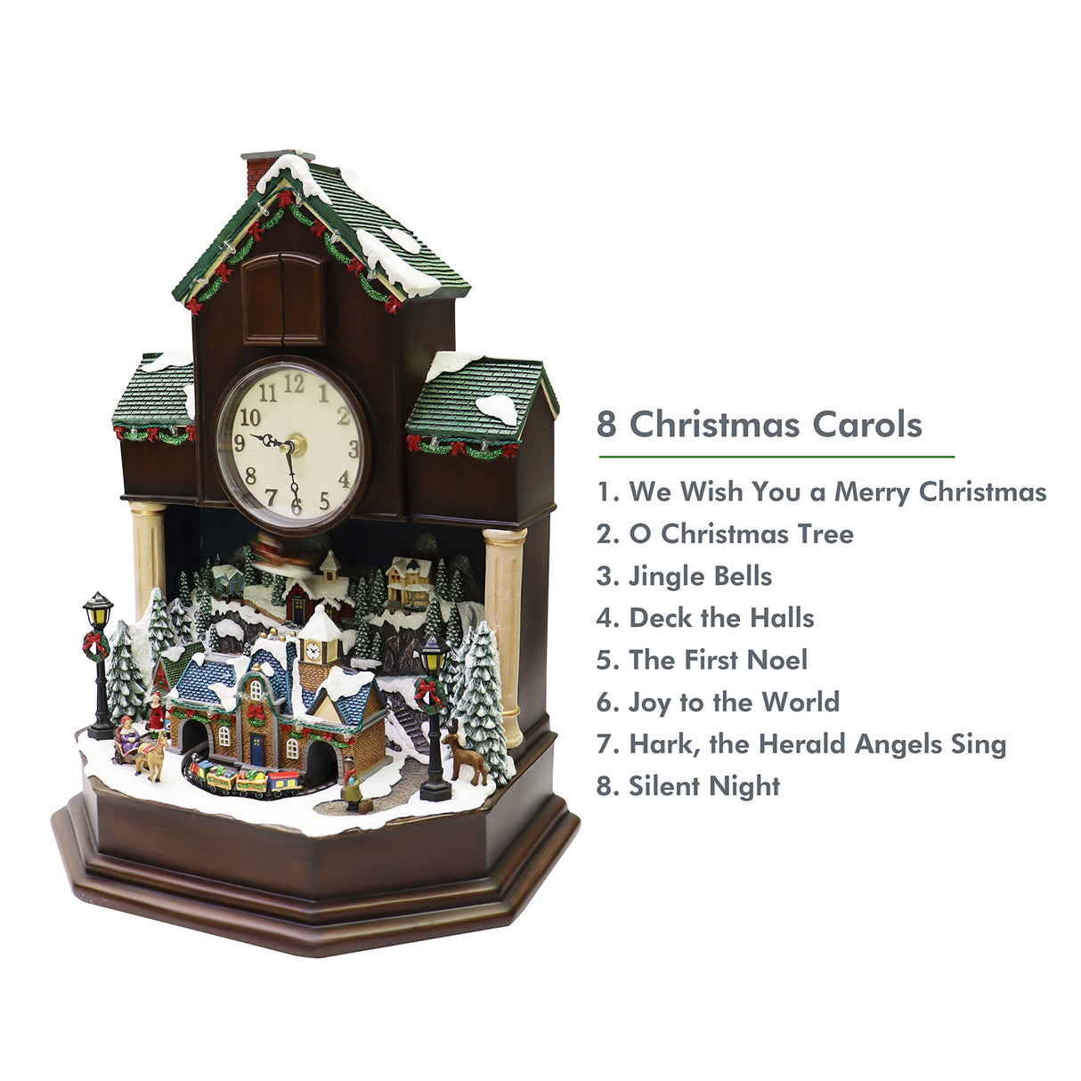 MOMENTS IN TIME 17.1" H Christmas Decor Cuckoo Clock with Christmas Village Scene, with LED Lights, Christmas Music, and Animation - Power Adapter (Included) MOMENTS IN TIME