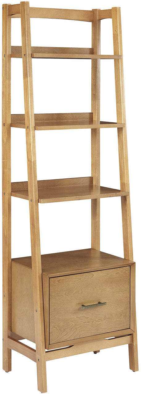 Crosley Furniture Landon Small Bookshelf Etagere, Bookcase Storage with Shelves and File Drawer, Acorn Crosley Furniture
