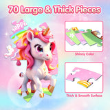 ZIZZ Unicorn Toy for Girls Kids - Best 70 Pieces Unicorn Floor Puzzle for Kids Age 3 4 5 6 7 8 Years Old Girls Learning & Educational Games Toys Toddlers Gifts for Birthday Christmas Party Activity ZIZZ