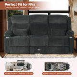 ABCASA 3 Seater Recliner Sofa, Manual Reclining Couch with Flip Middle Backrest, Phone Holder, Side Pocket, Drawer, Power Outlet, Reclining Sleeper for Living Room, Home Theater & RV (Textile - Gray) ABCASA