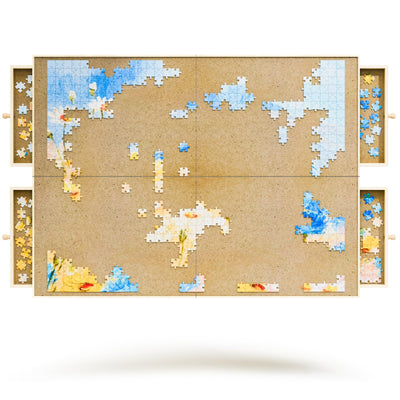 1500 Piece Rotating Puzzle Board, 25"x33" Jigsaw Puzzle Table with Drawer Storage and Puzzle Cover，Portable Puzzle Board for Adults