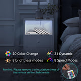 BOLUO White Nightstands Set of 2, Bedroom Night Stand Set Two Nightstand with Charging Station and LED Light, Bedside Table with 2 Fabric Drawers Modern BOLUO