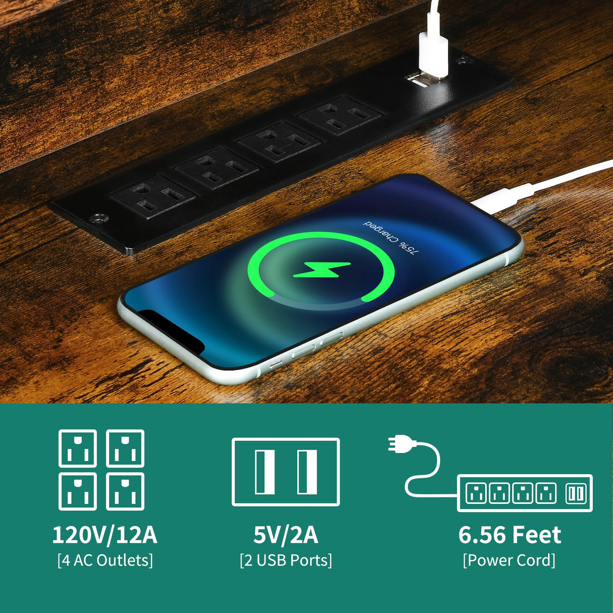 YITAHOME L Shaped Desk with Power Outlets & LED Lights, 60” Corner Computer Desk with Drawers & Lift Top, Home Office Desk with Monitor Stand & File Cabinet, Wood Height Adjustable Desk, Rustic Brown YITAHOME