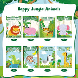 Honoson 24 Pcs Kids Coloring Books Animals Truck Coloring Books Bulk Jungle Animals Party Favors Mini DIY Art Drawing Pages for Birthday Gifts Classroom Jungle Party Supplies(Cartoon Style) Honoson