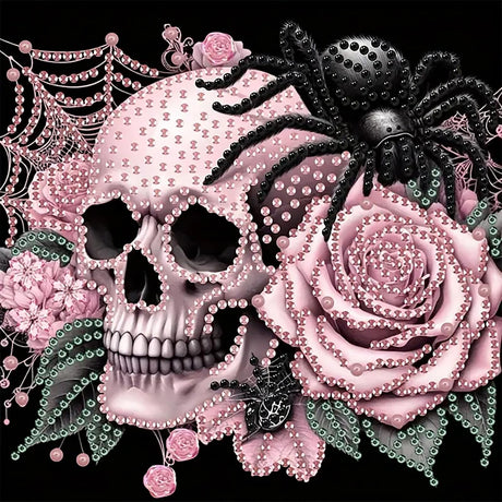 APTDYIGL 5D Halloween Pink Skull Diamond Painting Kits for Adults Beginner,Rose SpiderSpecial Shape Diamond Art Kits,DIY Full Drill Diamond Dot with Gem Art Kits,Home Wall Decor 11.8x11.8inch APTDYIGL