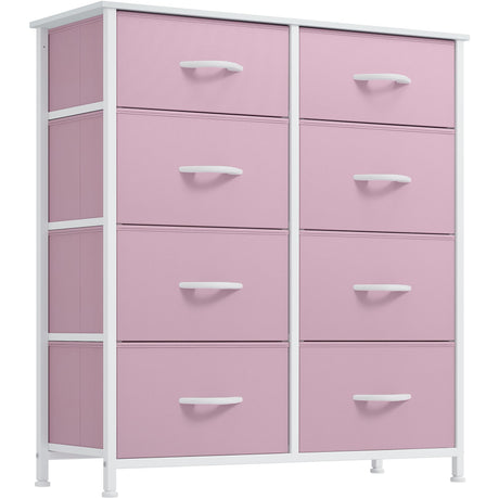 YITAHOME 8 Drawers Fabric Dresser - Storage Tower Unit Organizer Unit for Living Room & Closets - Sturdy Steel Frame & Easy Pull Fabric Bins (Cool Light Grey) YITAHOME