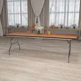 Flash Furniture Fielder 8' Rectangular All-Occasion Wood Folding Event Table, Foldable Portable Banquet Table with Wooden Top, Natural/Black Flash Furniture