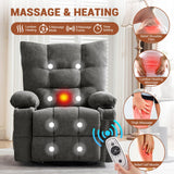 Garvee Swivel Rocker Recliner Chair with Heat and Massage, 360 Degree Swivel Rocking Single Sofa with Cup Holders, Oversized Single Sofa Seat, Lazy Boy Recliner Chairs for Living Room Garvee