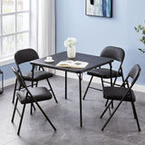 VECELO Folding Card Table and Chair Set of 5 Portable with Padded Tabletop, No Assembly Required, Black VECELO