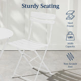Best Choice Products 3-Piece Bistro Set, Space Saving Folding Design, Solid Steel, Outdoor Patio Furniture Set w/ 2 Chairs, Bistro Table - White Best Choice Products