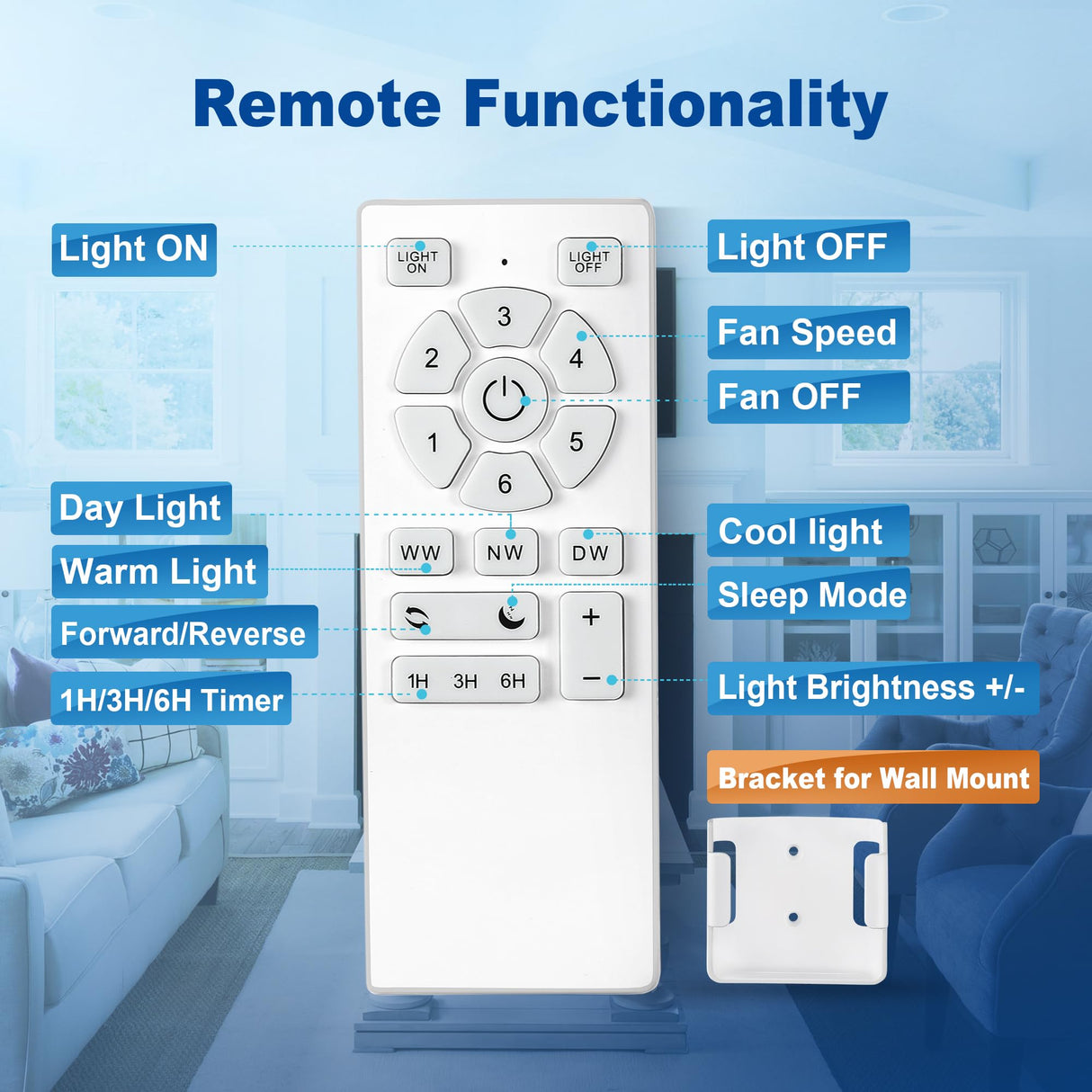 52 Inch Ceiling Fans with Lights and Remote, Black Ceiling Fan with 5 Blades, 6 Speed Reversible DC Motor, 3CCT Dimmable LED, Modern Design for Bedroom, Living room & Covered Outdoor,Includes Downrod Rayqueen