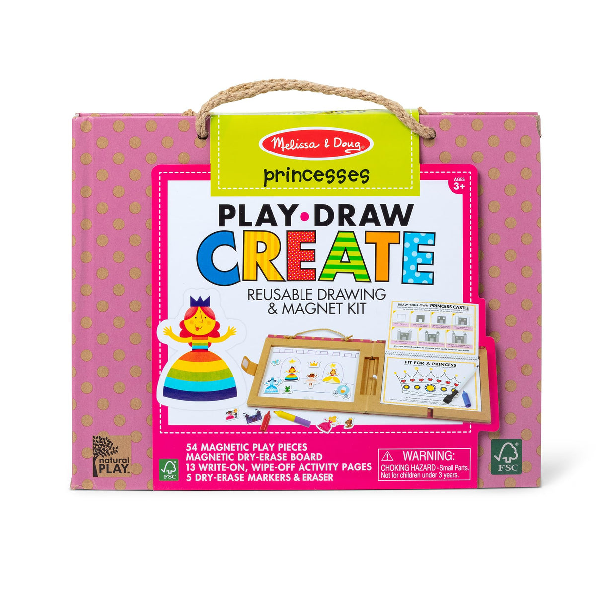 Melissa & Doug Natural Play: Play, Draw, Create Reusable Drawing & Magnet Kit – Princesses (54 Magnets, 5 Dry-Erase Markers) - FSC Certified Melissa & Doug
